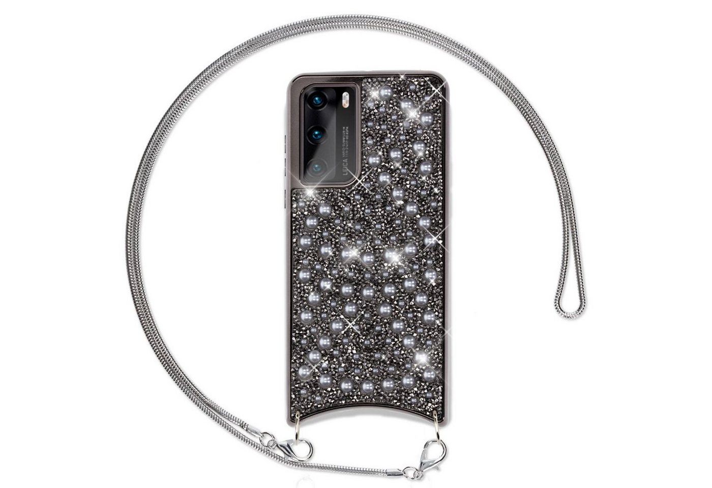 Nalia Handykette Huawei P40, Glitzer Silikon Hülle mit Kette / Glitter Cover / Band zum Umhängen Nalia Handykette Huawei P40, Glitzer Silikon Hülle mit Kette / Glitter Cover / Band zum Umhängen von Nalia