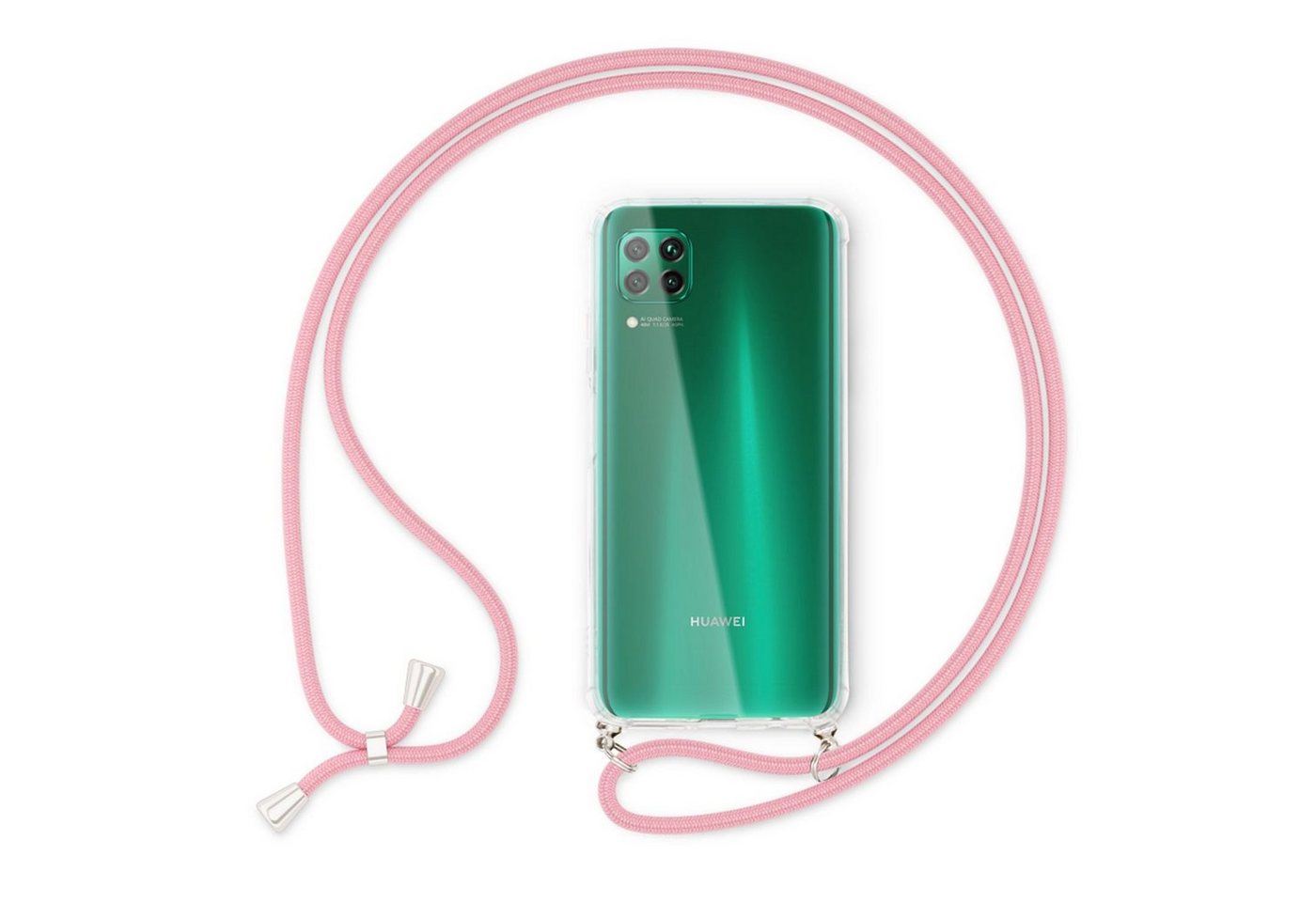 Nalia Handykette Huawei P40 Lite, Klare Hybrid Hülle mit Kette / Schutzhülle zum Umhängen / Handyband von Nalia