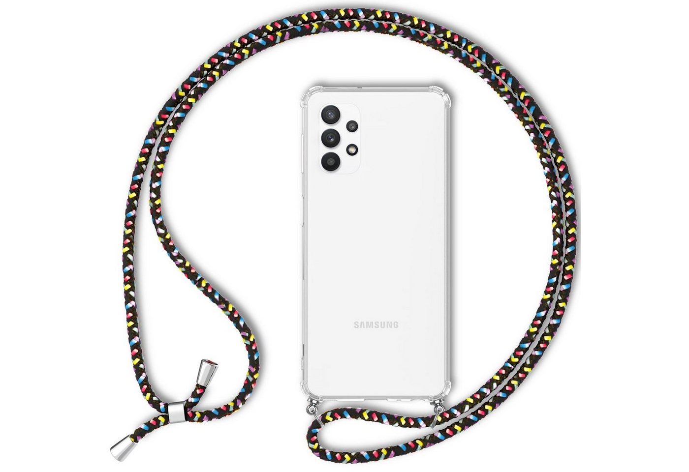 Nalia Handykette Samsung Galaxy A13, Klare Hülle mit Kette zum Umhängen / Harte Rückseite / Handyband Cover von Nalia