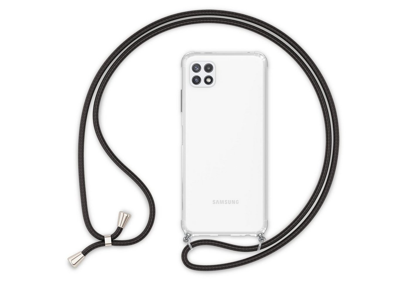 Nalia Handykette Samsung Galaxy A22 5G, Klare Hybrid Hülle mit Kette / Schutzhülle zum Umhängen / Handyband Nalia Handykette Samsung Galaxy A22 5G, Klare Hybrid Hülle mit Kette / Schutzhülle zum Umhängen / Handyband von Nalia