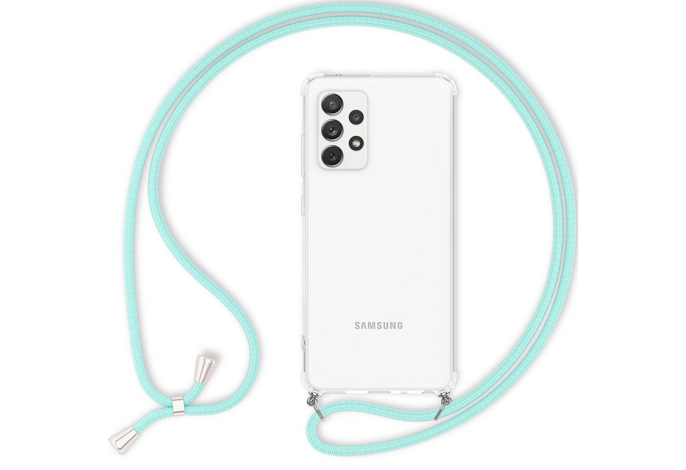 Nalia Handykette Samsung Galaxy A33, Klare Hülle mit Kette zum Umhängen / Harte Rückseite / Handyband Cover von Nalia