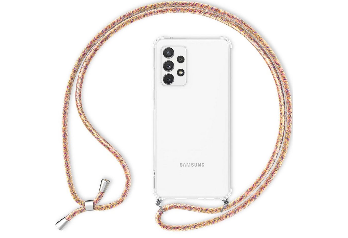 Nalia Handykette Samsung Galaxy A53, Klare Hülle mit Kette zum Umhängen / Harte Rückseite / Handyband Cover von Nalia