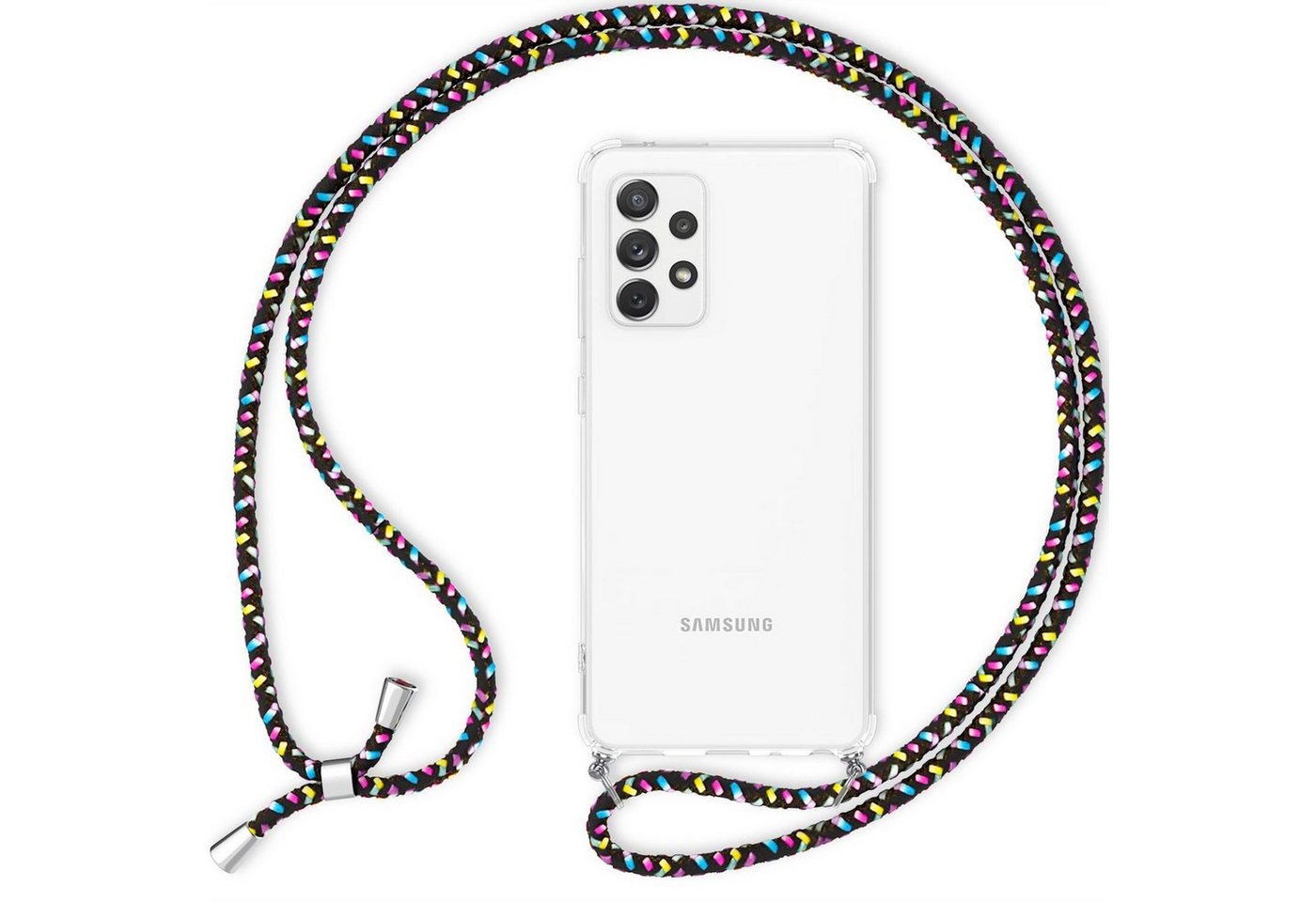 Nalia Handykette Samsung Galaxy A53, Klare Hülle mit Kette zum Umhängen / Harte Rückseite / Handyband Cover von Nalia