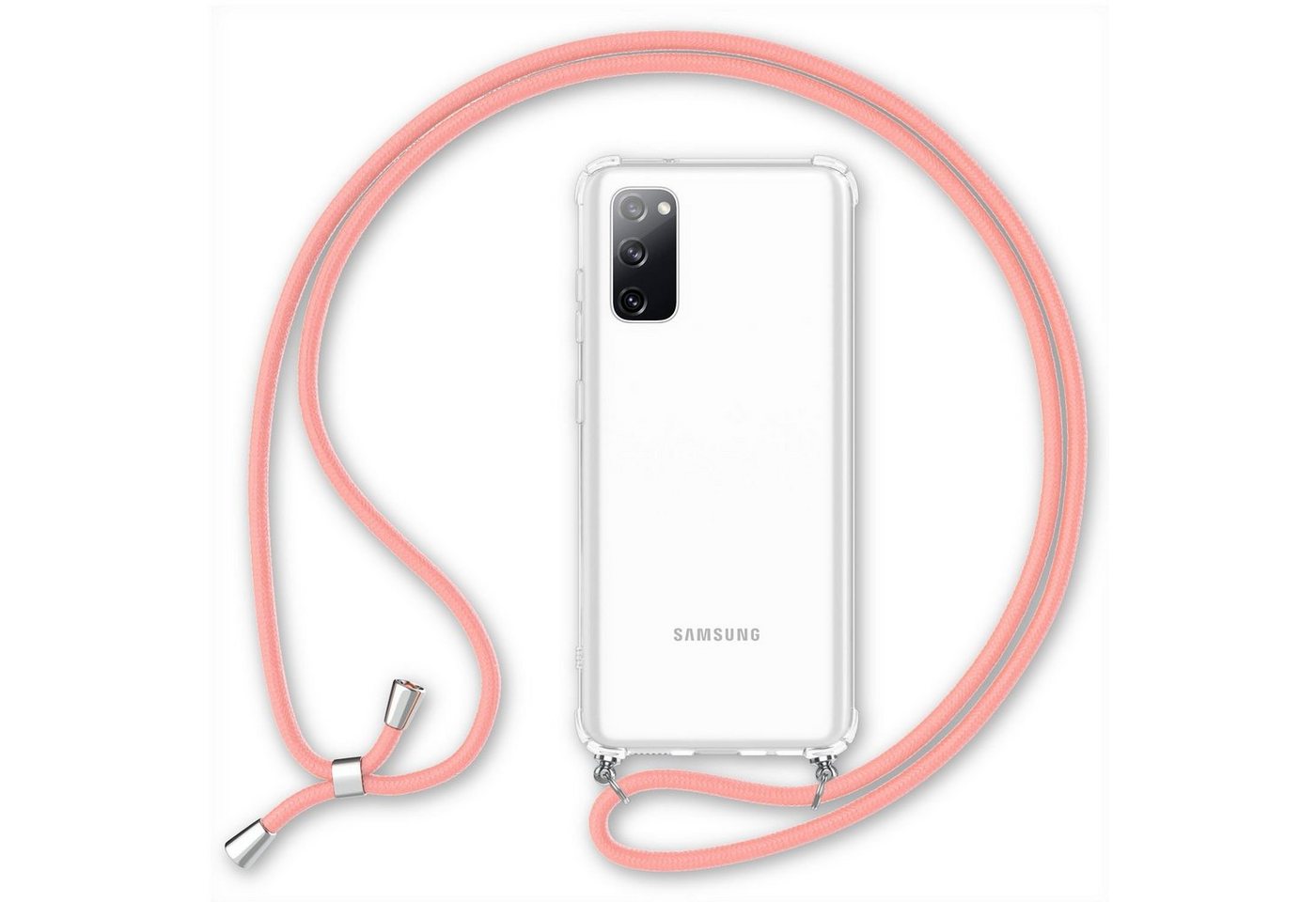 Nalia Handykette Samsung Galaxy S20 FE, Klare Hybrid Hülle mit Kette / Schutzhülle zum Umhängen / Handyband von Nalia