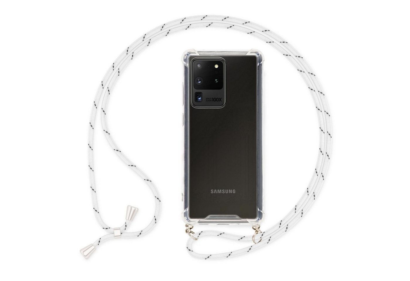Nalia Handykette Samsung Galaxy S20 Ultra, Klare Hybrid Hülle mit Kette / Schutzhülle zum Umhängen / Handyband von Nalia