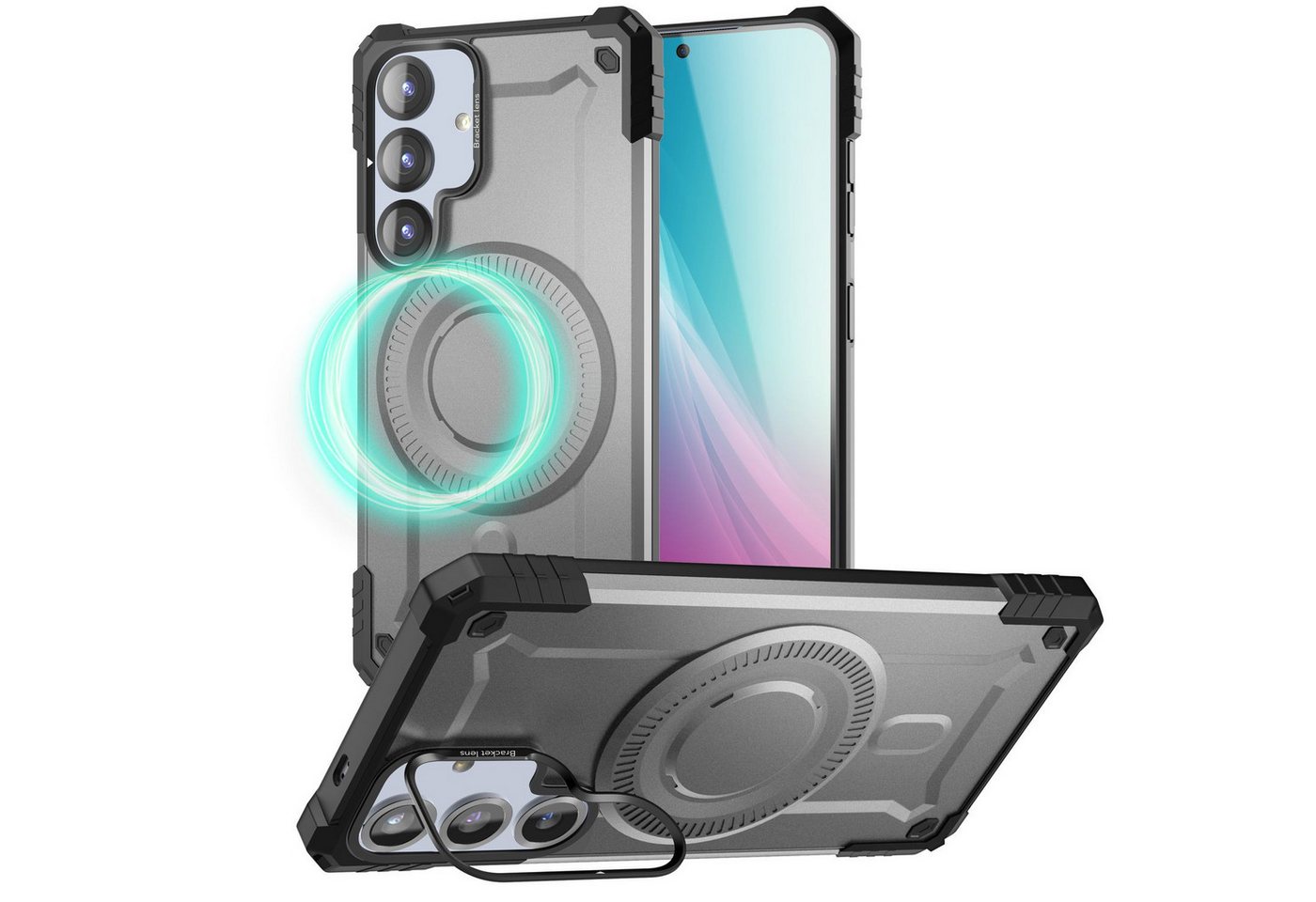 Nalia Smartphone-Hülle Samsung Galaxy S25, Granite / Armor Panzerhülle / MagSafe / Kamera Ständer / Ultra Robust Nalia Smartphone-Hülle Samsung Galaxy S25, Granite / Armor Panzerhülle / MagSafe / Kamera Ständer / Ultra Robust von Nalia