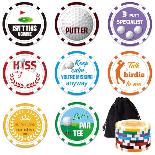 Namalu 8 Stück Lustige Golfball-Marker Poker Chip Edition Golf Marker für das Putting Green Neuheit Golf Geschenk für Bad Putter Golf Zubehör für Mann Vatertag Weihnachten von Namalu