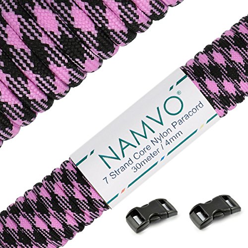 Namvo 550 Paracord Mil Spec Typ III 7 Strang Fallschirm Schnur Gesamtlänge 100ft / 30 Meter -Rosa + Schwarz Camo Namvo 550 Paracord Mil Spec Typ III 7 Strang Fallschirm Schnur Gesamtlänge 100ft / 30 Meter -Rosa + Schwarz Camo von Namvo