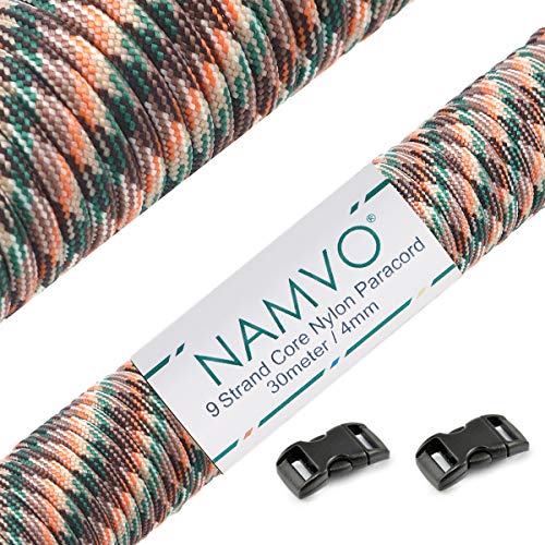 Namvo 550 Paracord Mil Spec Type III 9 Inner Strands Nylon Parachute Cord Strong Breaking Strength 100 Feet Green von Namvo
