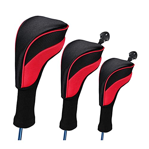 Namvo Golfschlägerhauben für Golfschläger/Schläger, aus Holz, 3 Stück, Rot von Namvo