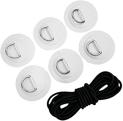 Namvo Paddle Board Patch SUP Bungee Deck Rigging Kit mit 6 Stück D-Ring Patch und elastischer Stoßschnur für PVC aufblasbares Boot Deck Befestigungsset Kajak Zubehör von Namvo