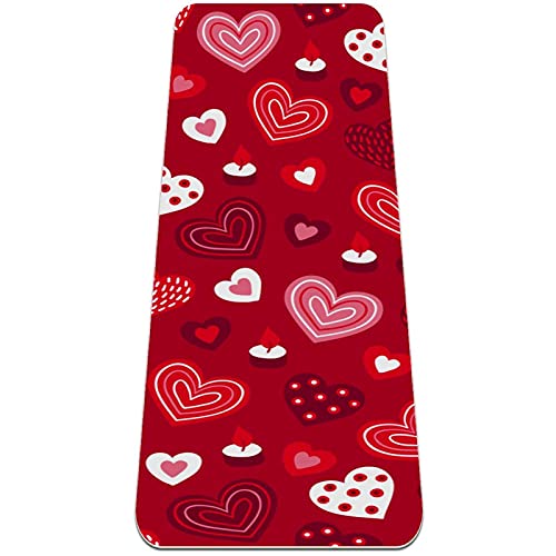 Yoga-Matte mit rotem Liebesmuster, dicke Trainingsmatte, rutschfester Griff, für Frauen, 182,9 x 61 cm Yoga-Matte mit rotem Liebesmuster, dicke Trainingsmatte, rutschfester Griff, für Frauen, 182,9 x 61 cm von Nananma