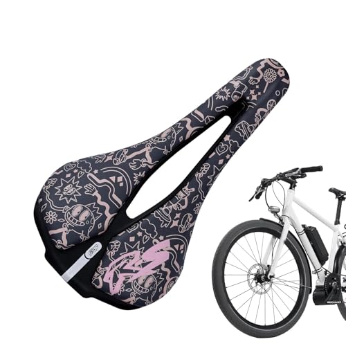 Nankoyal Hohler Fahrradsattel, hohler Sattel für Rennrad – Damen Herren Graffiti-Kunst-Fahrradsattel mit reflektierendem Schwanz für Pendler, Abenteuer von Nankoyal