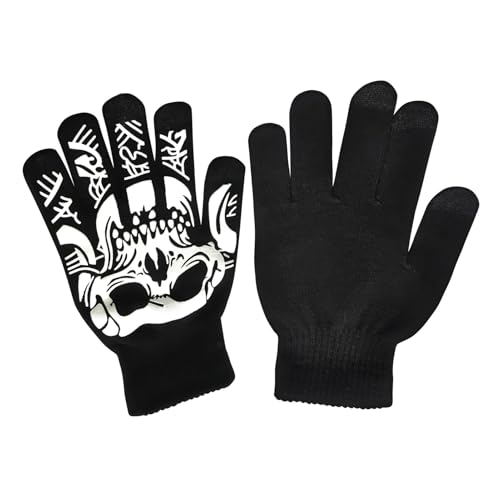 Halloween-Skelett-Fäustlinge für Erwachsene – warme, dehnbare, gestrickte Skelett-Handschuhe, Halloween-schwarz-weiße Totenkopf-Handschuhe | Im Dunkeln leuchtende Skeletthandschuhe zum Reiten, Laufen, Halloween-Skelett-Fäustlinge für Erwachsene – warme, dehnbare, gestrickte Skelett-Handschuhe, Halloween-schwarz-weiße Totenkopf-Handschuhe | Im Dunkeln leuchtende Skeletthandschuhe zum Reiten, Laufen, von Naqqios