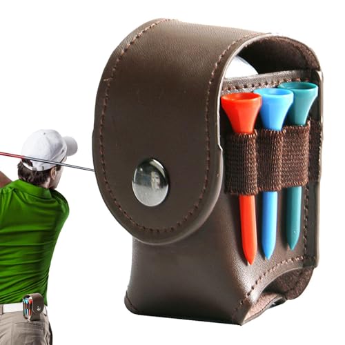 Naqqios Leder-Golfballtasche – T-Shirt-Halter, Hüfttasche, Gürteltasche Für Golf-Sportzubehör | Hält 2 Bälle Und 3 Golf-Tees 1 Divot-Golfzubehör von Naqqios