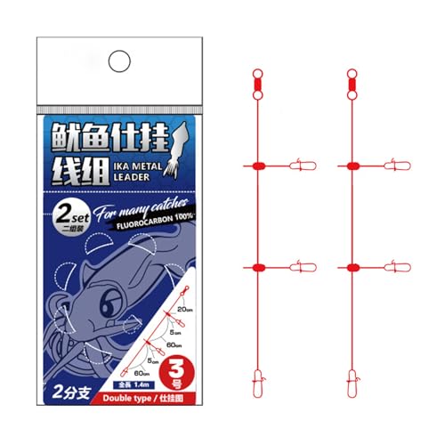 Vorfachset zum Angeln – Tintenfischangeln vom Boot aus, Vorfächer zum Salzwasserangeln | Tragbares Vorfach aus Salzwasserschnur, Vorfach zum Angeln mit Draht | Verschleißfestes Angelzubehör, Angelköde von Naqqios