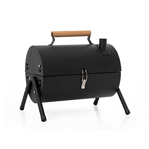 BBQ Grill, Doppelseitig Rauch Kaltgewalzte Eisenplatte Abnehmbarer Holzkohlegrill mit Holzgriff für Zuhause (Schwarz) von Naroote