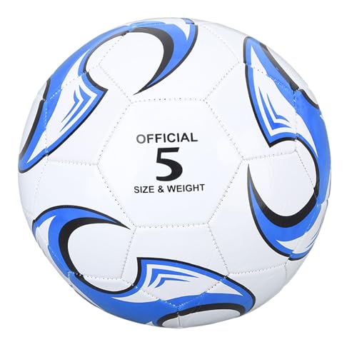 Fußball Größe 5, Fußball PVC und Gummi Indoor Outdoor Fußball Trainingsfußbälle Größe 5 Enges Nylongarn für Spiele, Training, Prüfungen (Blue) von Naroote