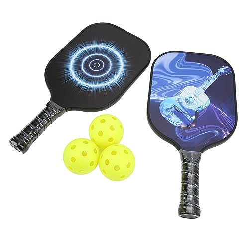 Pickleball-Set, Pickleball-Paddel, Glasfaser-PP-Kern, Pickleball-Schläger-Set, für Drinnen und Draußen, Pickleball-Paddel, Pickleball-Paddel, 2er-Set mit 4 Bällen für Sporttraining von Naroote