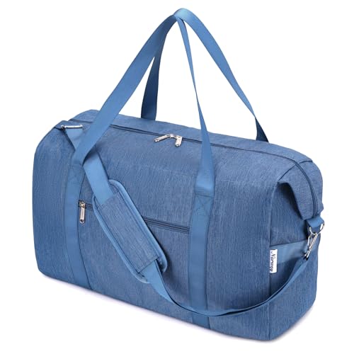 Große Kabinentasche für Fluggesellschaften, 56 x 36 x 23, Faltbare Reisetasche, Reisetasche, Handgepäck mit Nassfach, Übernachtung für Damen und Herren, 40 l (Marineblau) von Narwey