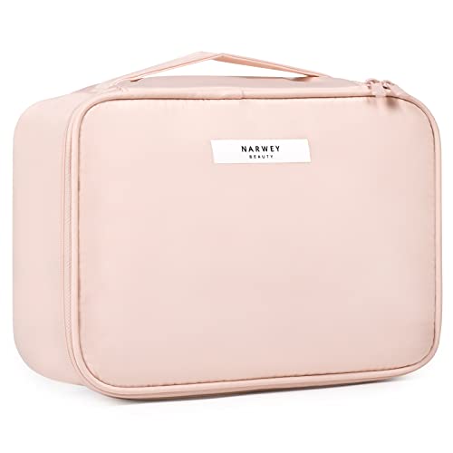 Narwey Kosmetiktasche Damen, Kulturtasche Damen, Groß Make up Tasche Reise Schminktasche Mädchen, Kosmetik Tasche, Makeup Bag Cosmetic Bag (Sanftes Rosa) von Narwey