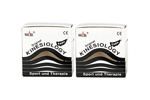 2 x Schwarz Nasara® Original Kinesiology Kinesiogie Tape 5cmx5m von Nasara