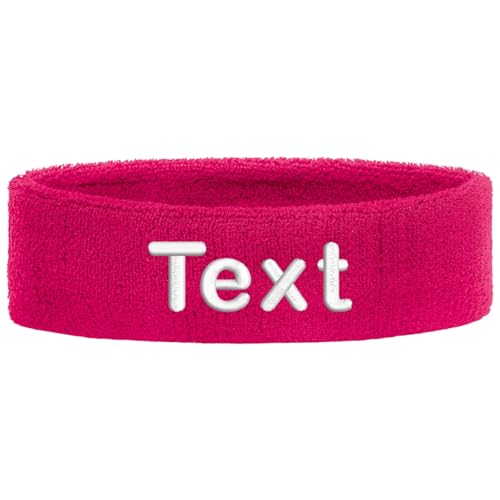 Schweißband Kopf Stirnband Headband Bestickt mit Name/Text Sportband Laufen (Pink) von Nashville print factory