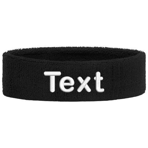 Schweißband Kopf Stirnband Headband bestickt mit Name/Text Sportband Laufen (Black) von Nashville print factory