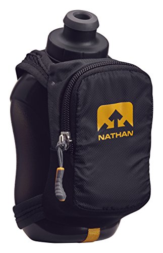 Nathan ns4859 Speedshot Plus Quick Grip 12 Oz fließendem Wasser Flasche Fläschchen mit Zip Pocket, Unisex - Erwachsene, NS4859, schwarz, 12 oz von Nathan