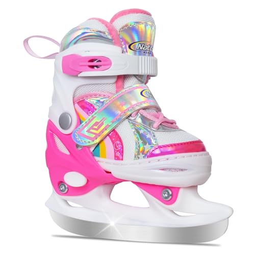 Nattork Girls Ice Skates for Kids 4 Size Adjustable Rainbow Ice Skate with Fleece Lining for Outdoor & Rink von Nattork