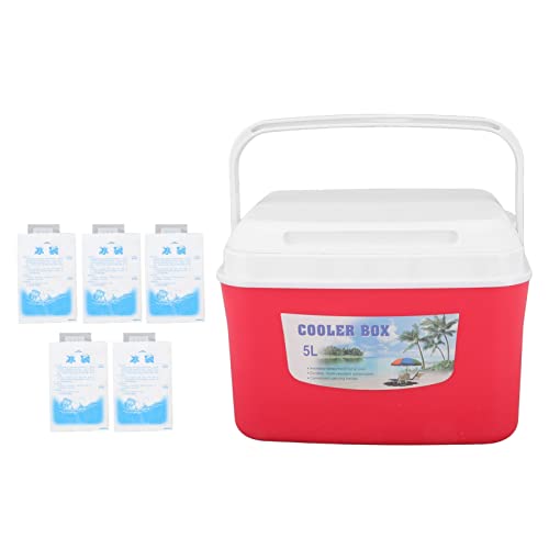 5L Wärmer Kühlbox Reiseaufbewahrung Lunchbox Kühlbox Konstante Temperatur Langlebig Tragbare Isolierte Kühlbox mit Griff für Lebensmittel Medizin Auto Strand Camping Angeln Rot von Natudeco