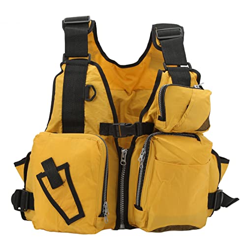 Angelrucksack, Angelweste, Netzstoff, Fliegenfischerweste, Gelb, Outdoor-Angelweste, Rucksack mit Mehreren Taschen für Männer und Frauen von Natudeco