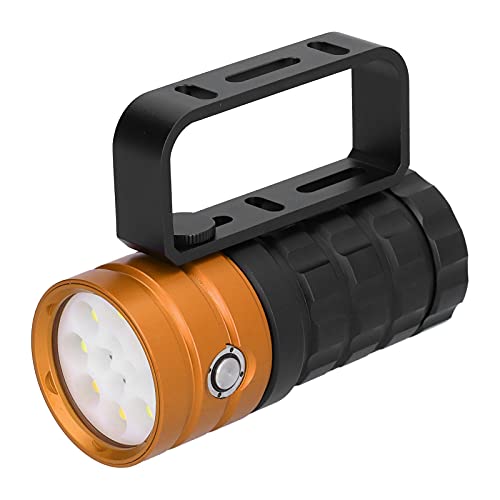 Natudeco Tauchlampe, 10000 lm, Tauchtaschenlampe, 8 Beleuchtungsmodi, Unterwasser-Handtaschenlampe, LED-Tauchlampe für Tauchen, Angeln, Camping (Orange) von Natudeco