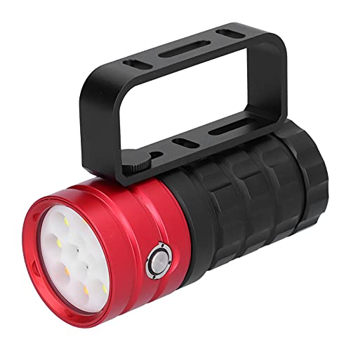 Natudeco Tauchlampe, 10000 lm, Tauchtaschenlampe, 8 Beleuchtungsmodi, Unterwasser-Handtaschenlampe, LED-Tauchlampe für Tauchen, Angeln, Camping (Rot) von Natudeco
