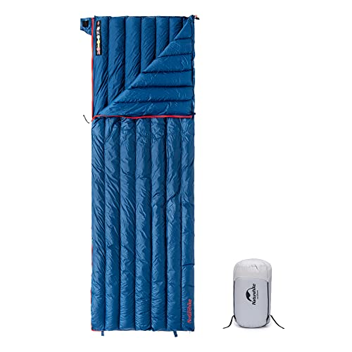 Naturehike CWM400 800FP Ultraleichter rechteckiger Entendaunenschlafsack Wasserdichter Winter-Camping-Schlafsack für Erwachsene 200×80cm -10℃ bis 6℃ Kann gespleißt Werden Unisex-Navy blau von Naturehike