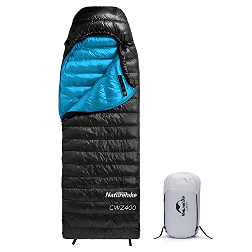 Naturehike CWZ400 ultraleichter Daunenschlafsack Mumien-Campingschlafsack für Erwachsene 550FP -9℃—7℃ Mit wasserdichtem Kompressionsbeutel Geeignet zum Wandern/Radfahren/Camping Schwarz von Naturehike