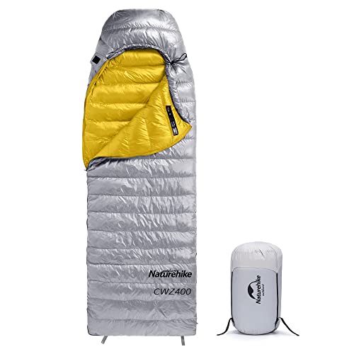 Naturehike CWZ400 ultraleichter Daunenschlafsack Mumien-Campingschlafsack für Erwachsene 550FP -9℃—7℃ Mit wasserdichtem Kompressionsbeutel Geeignet zum Wandern/Radfahren/Camping Silbergrau von Naturehike