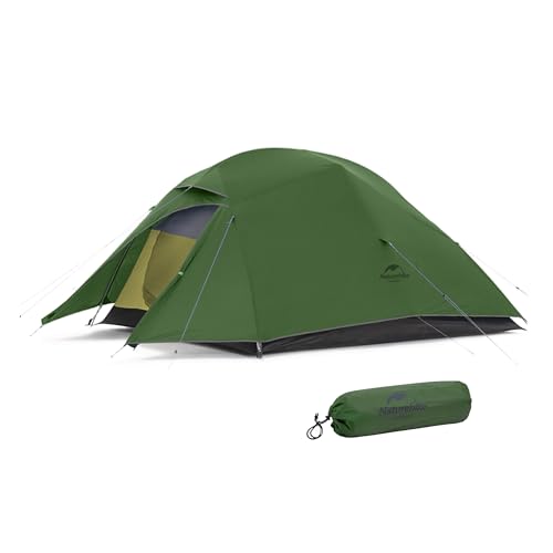 Naturehike Cloud Up 3 Leichtes 3-Personen-Campingzelt für 3-4 Jahreszeiten, Rucksackzelt, Wasserdichtes, Insektensicheres Familienzelt für Outdoor, Wandern, Bergsteigen (20D Wald Grün Aufgerüstet) von Naturehike