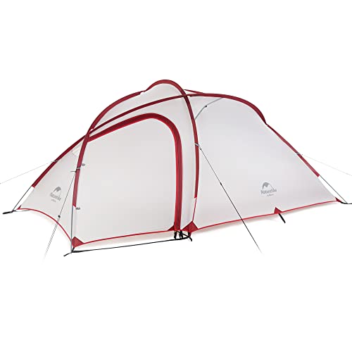 Naturehike Hiby 3 Personen Zelt Backpacking Leichtes Wasserdichtes Camping Zelt Camping Veranda Zelt (20D Grau/Rot) von Naturehike