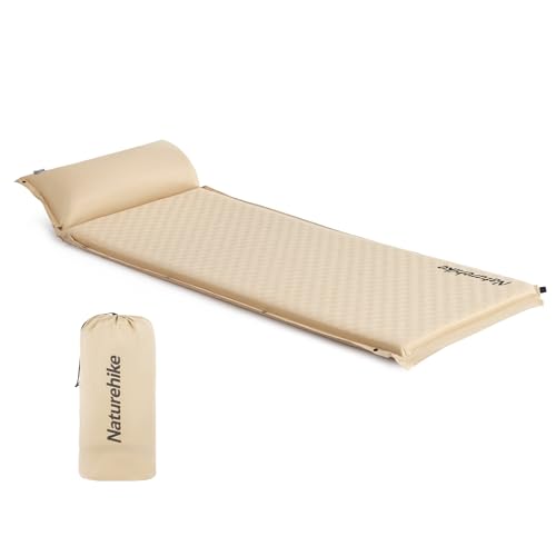 Naturehike Isomatte Selbstaufblasend mit Kopfkissen, Kombinierbare Doppel-Isomatte Ultraleichte Komfort Camping Matratze für Outdoor, Camping, Reisen - 3 cm Hoch (Creme) von Naturehike