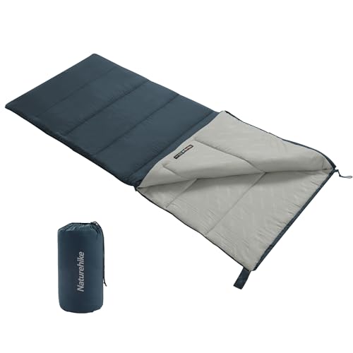 Naturehike Maschinenwaschbarer rechteckiger Schlafsack Leichter tragbarer Campingschlafsack für Erwachsene 190×75cm -4℃ bis 13℃ Bequem und atmungsaktiv Kann gespleißt Werden Unisex-Navy blau von Naturehike