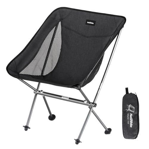 Naturehike Stuhl Campingstuhl Ultraleicht Klappstuhl Kleines Packt beträgt 150kg zum Angeln Picknick Outdoor Wandern (Schwarz) von Naturehike