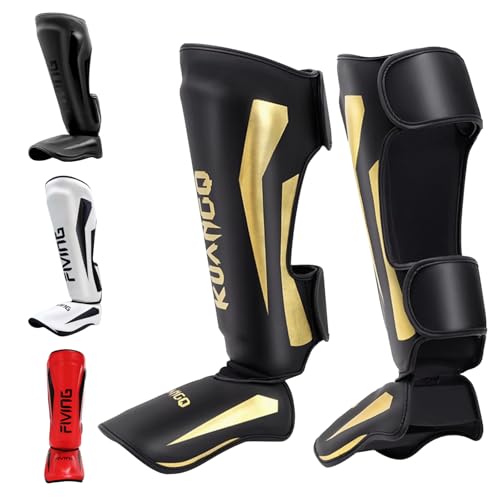 Kickboxen SchienbeinschüTzer,Shin Guards Muay Thai,Shin Instep Protection,SchienbeinschüTzer Training FüR Kampfsport,Gepolstert,Mit Ristschutz,Unisex,FüR Muay Thai Und Kickboxen von Naturepanda