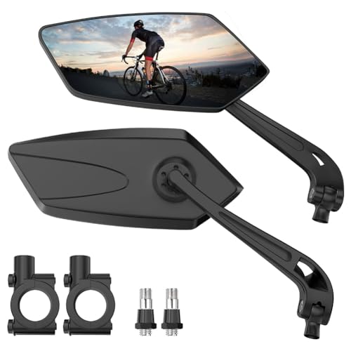 Naugan Fahrradspiegel 2er-Pack, Fahrradspiegel, Lenkerrückspiegel, 360° Drehbarer Fahrradrückspiegel, Sicheres Weitwinkel-HD von Naugan