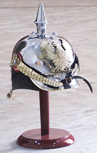 Weltkrieg I & II Pickelhaube Deutscher Stahlhelm Messing Akzente Preußischer Offizier Spike Helm von Nautical Replica Hub