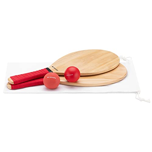 Navaris Beach Tennis Set inkl. Bälle - Beachtennis Spiel Zwei hochwertige Matkot Schläger aus Holz - Paddle - Beachball Holzschläger für Strand Navaris Beach Tennis Set inkl. Bälle - Beachtennis Spiel Zwei hochwertige Matkot Schläger aus Holz - Paddle - Beachball Holzschläger für Strand von Navaris