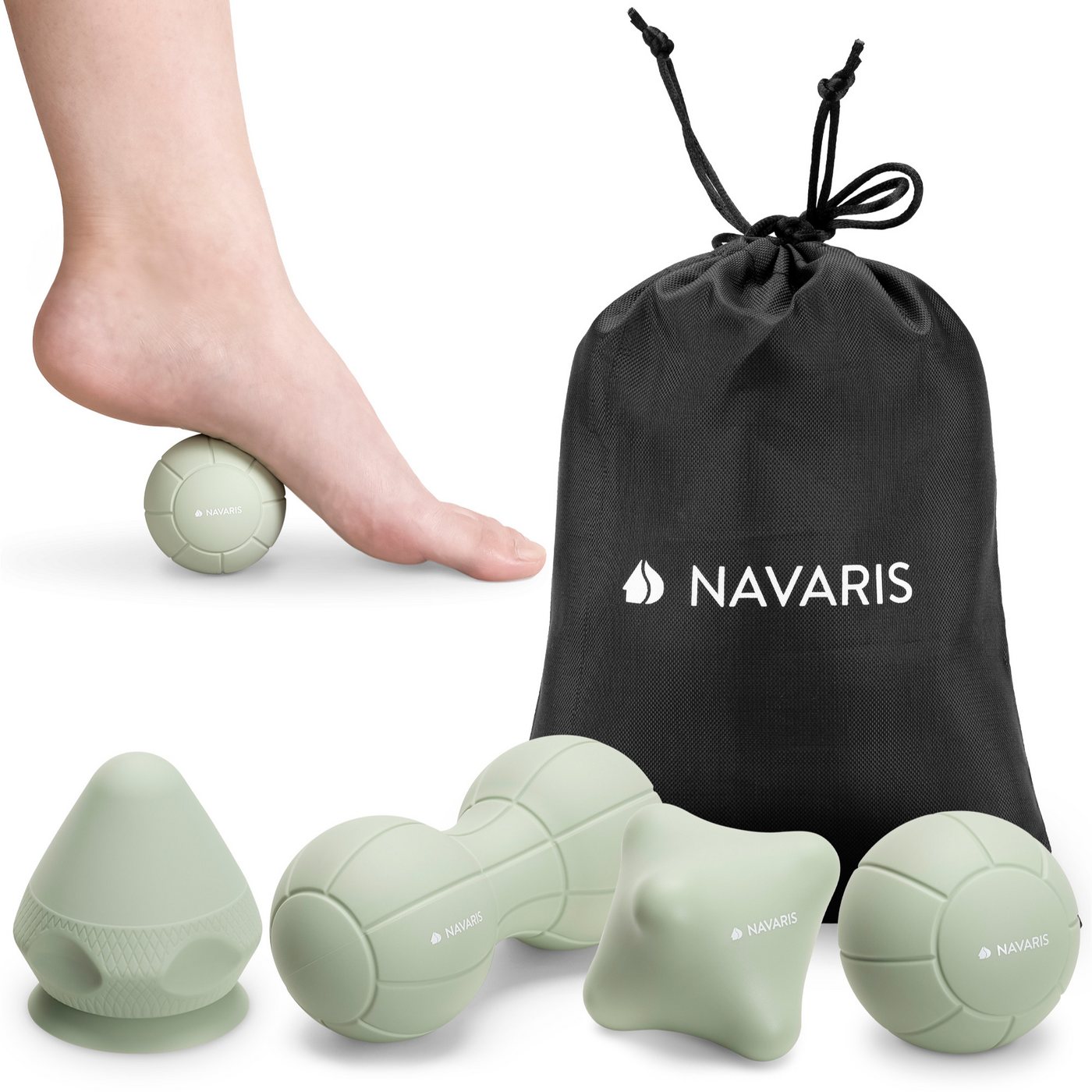 Navaris Massageball Massage Roller Set 4-tlg aus Silikon - Lacrosse Ball Erdnussball, 1-tlg. Navaris Massageball Massage Roller Set 4-tlg aus Silikon - Lacrosse Ball Erdnussball, 1-tlg. von Navaris