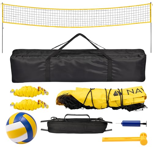 Navaris Mobiles Volleyballnetz Set - Einfacher Aufbau - Volleyball Zubehör - Ideal für Beachvolleyball Garten Outdoor Volleyball Training - mit Netz Ballpumpe Tasche Navaris Mobiles Volleyballnetz Set - Einfacher Aufbau - Volleyball Zubehör - Ideal für Beachvolleyball Garten Outdoor Volleyball Training - mit Netz Ballpumpe Tasche von Navaris