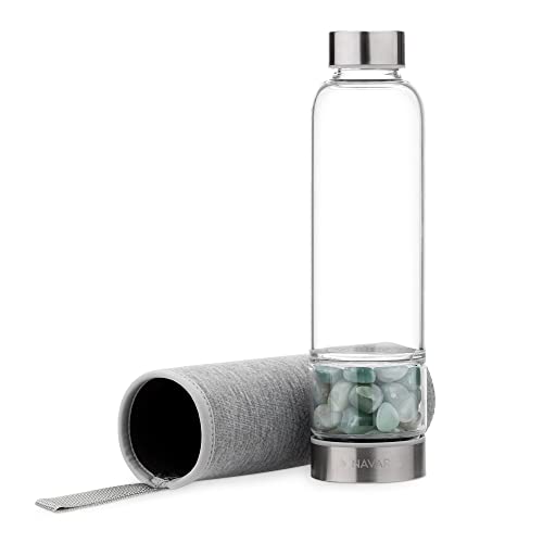 Navaris Wasserflasche mit Mineralstein und Neoprenhülle 420ml - Edelsteine Trinkflasche mit Hülle - Kristall Flasche Glasflasche Wasser Aventurin Navaris Wasserflasche mit Mineralstein und Neoprenhülle 420ml - Edelsteine Trinkflasche mit Hülle - Kristall Flasche Glasflasche Wasser Aventurin von Navaris