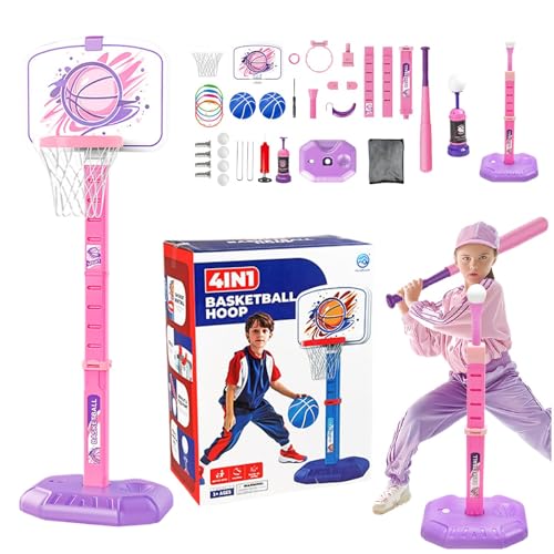 Nbbwwu 4-in-1-Basketballständer, 4-in-1-Basketball-Ständer, Spielzeug – sicheres Design, Interaktionsspiel, Spielzeug für Zuhause, Familienfeiern, Schule, Partys von Nbbwwu